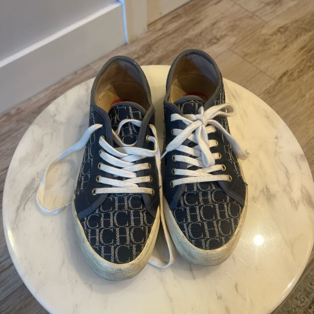 Carolina Herrera blue and white sneakers